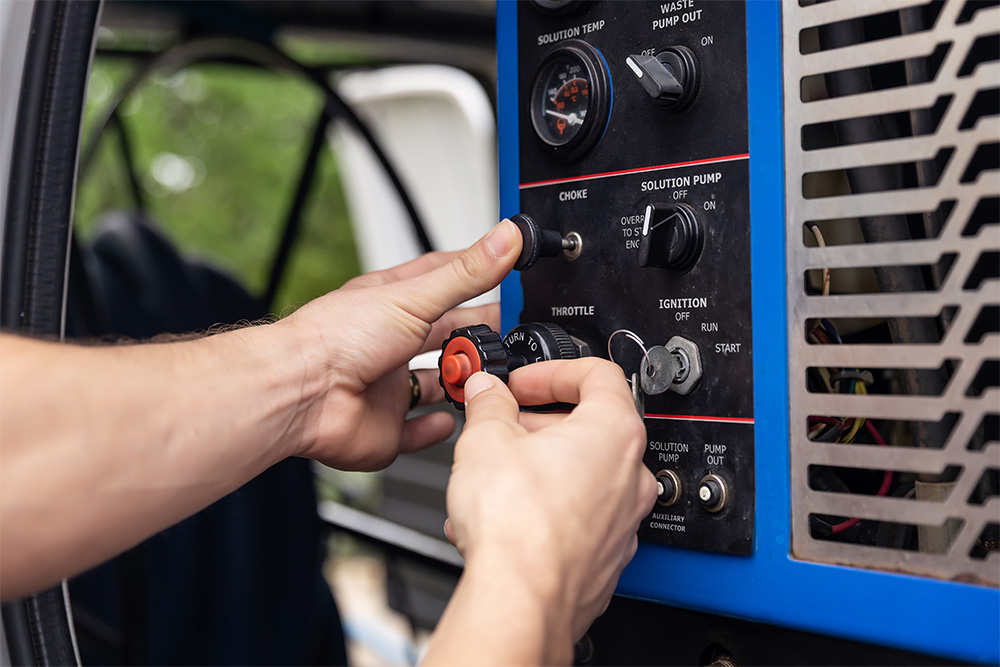 Controls to the cleaning instruments being adjusted by an employee